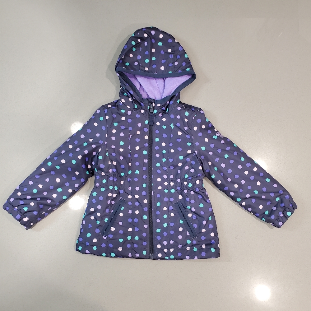 Oshkosh Girls Polka Dot Print Hooded Rain Jacket